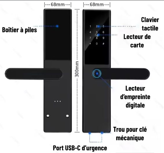 Serrure Connectée Biométrique Lock T1 Serrure de porte intelligente sans clé
