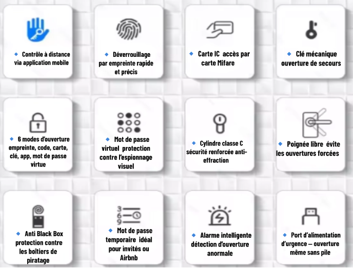 Serrure Connectée Biométrique Lock T1 Serrure de porte intelligente sans clé