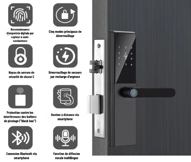 Serrure Connectée Biométrique Lock T1 Serrure de porte intelligente sans clé